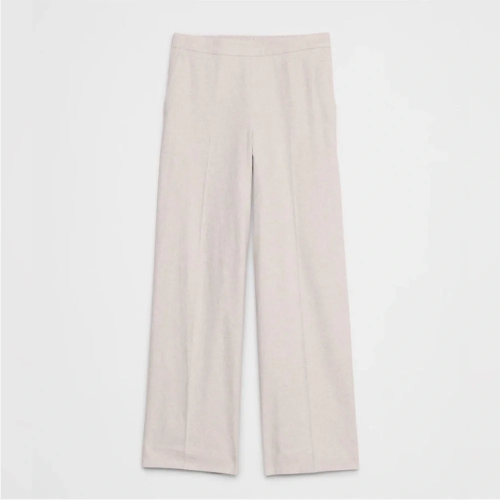 NWT! Banana Republic White Hayden Wide Leg Linen Blend Pull On Pant 🪨